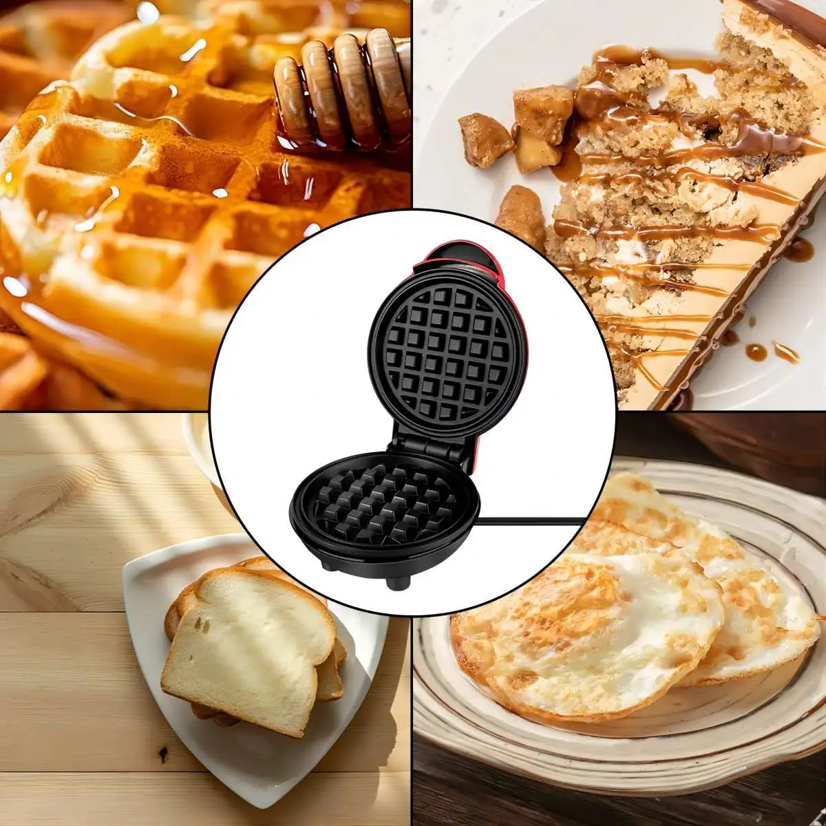 Mini Multifunctional Electric Waffle Maker, Sandwich Cake Oven, Breakfast Mold, Kitchen Supplies, Cooking Utensils