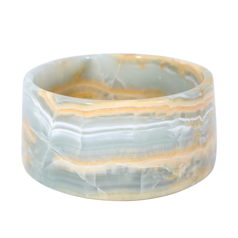 Luxury Polishing Blue Ice Onyx Pet Bowl  Onyx Pet Food Bowls
