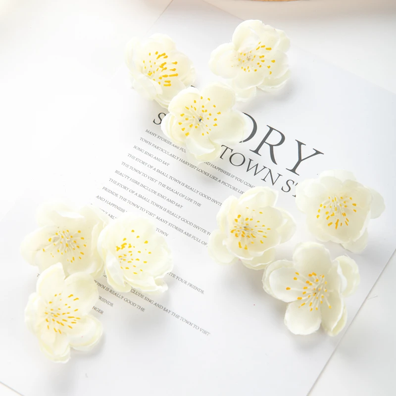 100 Stück 3CM Künstliche Blumen für Scrapbooking, Kirschblüten, DIY-Geschenke, Süßigkeitenbox, Hochzeit, Garten, Rosenbogen, Heimdekoration, Valentinstagskranz – Detail 8