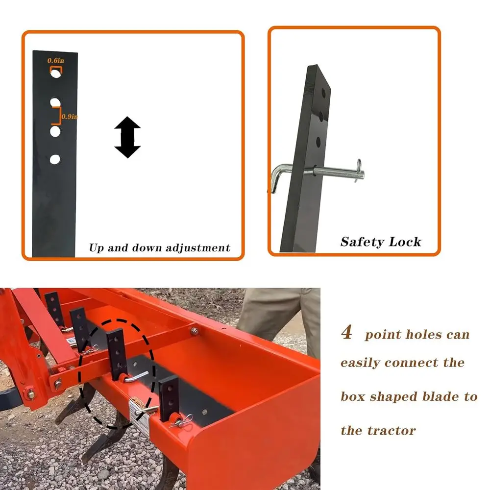 5 Pack 4 Hole Scarifier Teeth, 18 Box Blade, Removable Tapered Teeth Ripper, Adjustable Parts for Digging and Plowing