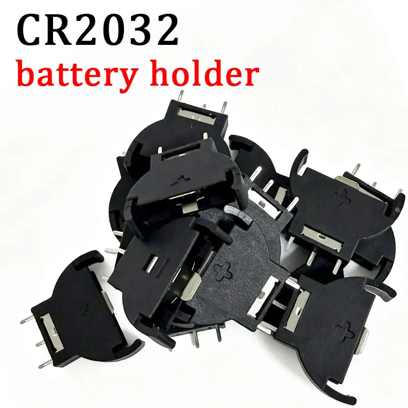 CR2032 Coin Cell Battery Holder Vertical Inline 3Pins with +/- Polarity Mark 3.7V Fit LIR 2032 for Electronic Circuit Project