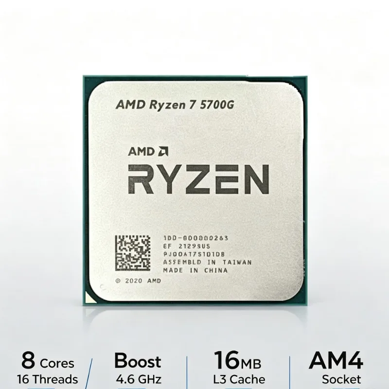 Old Desktop PC Upgrade Chip AMD Ryzen 7 5700G 8 Core 16 Thread Integrated Graphics AM4 Processor