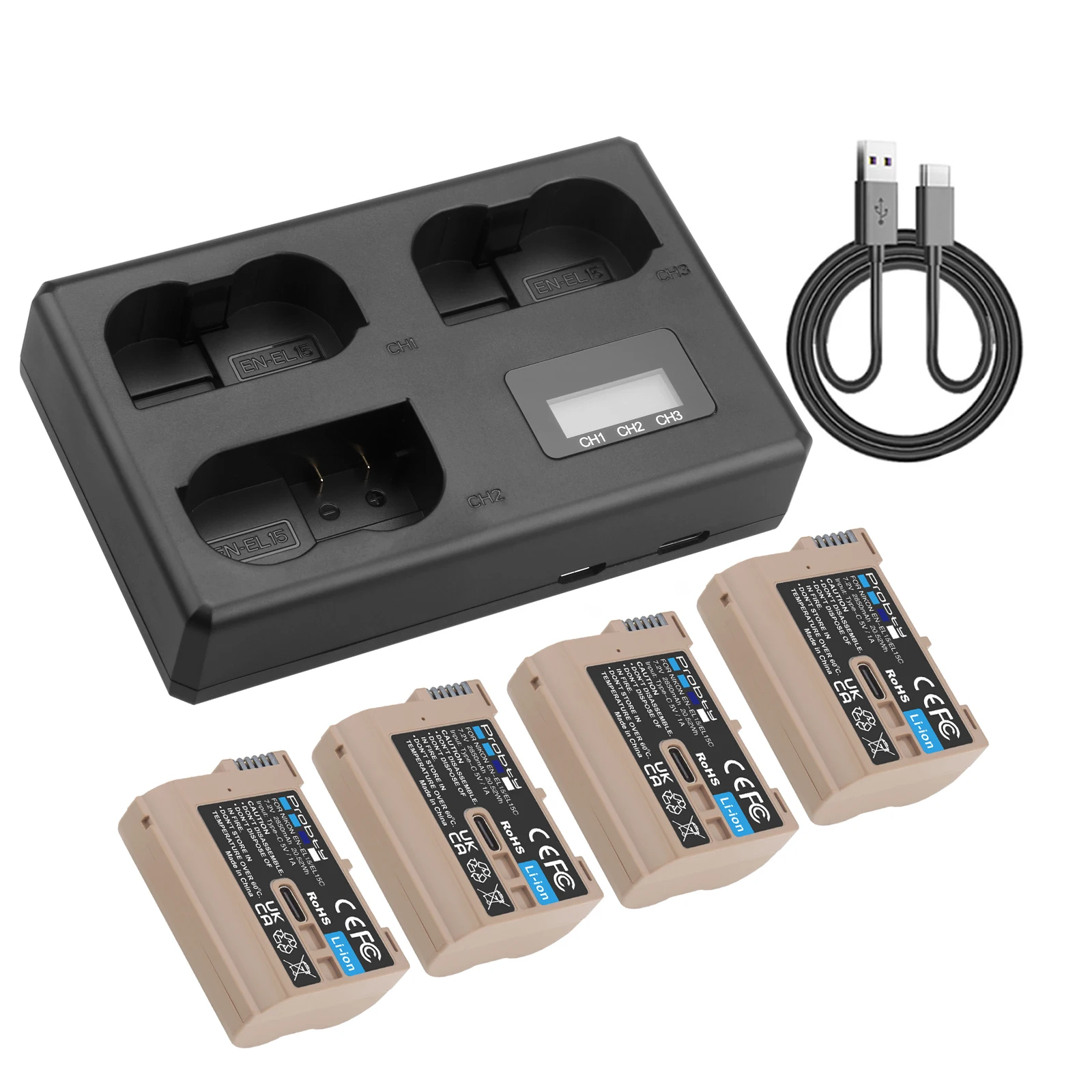 2850mAh EN-EL15C EN-EL15 batterij USB-C camerabatterij voor Nikon Zf, Z8 Z7, Z6, Z7 II, Z6 II, Z5, D850, D810, D810A