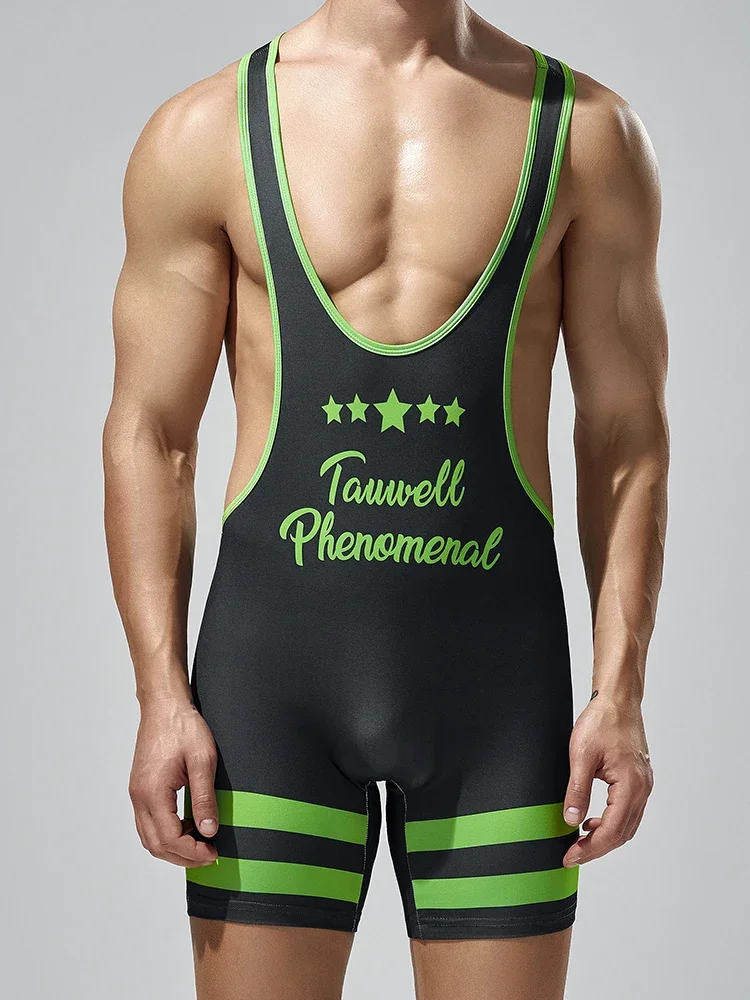 TAUWELL-Men\'s Sexy Seamless Home Body Shaping Bodysuit, Male One-Piece Gym Vest Rompers, Comfortable Jumpsuit