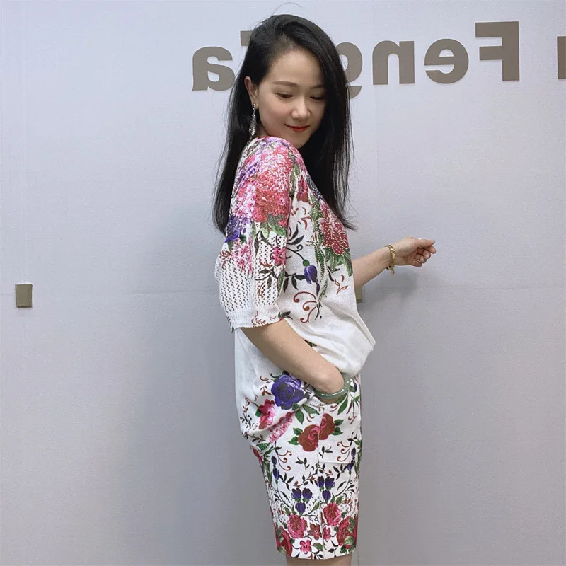 Women Suits Short Set Women Loose Summer Tees And Shorts 2PCS Casual Sequinis Thin Suit Women\'s Two-piece Suit