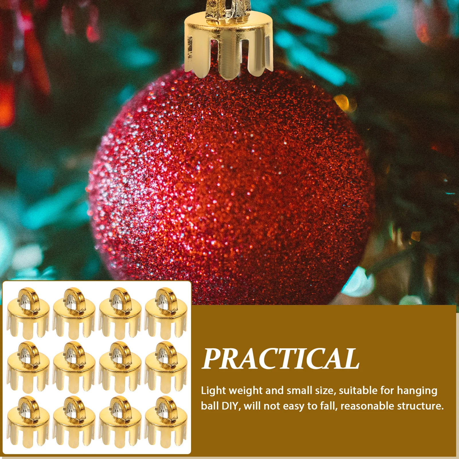 

12pcs Xmas Hanging Fittings Replacement Balls End Decorative Tree Caps Accessory Plastic Pendant Caps Hanging Balls Fittings