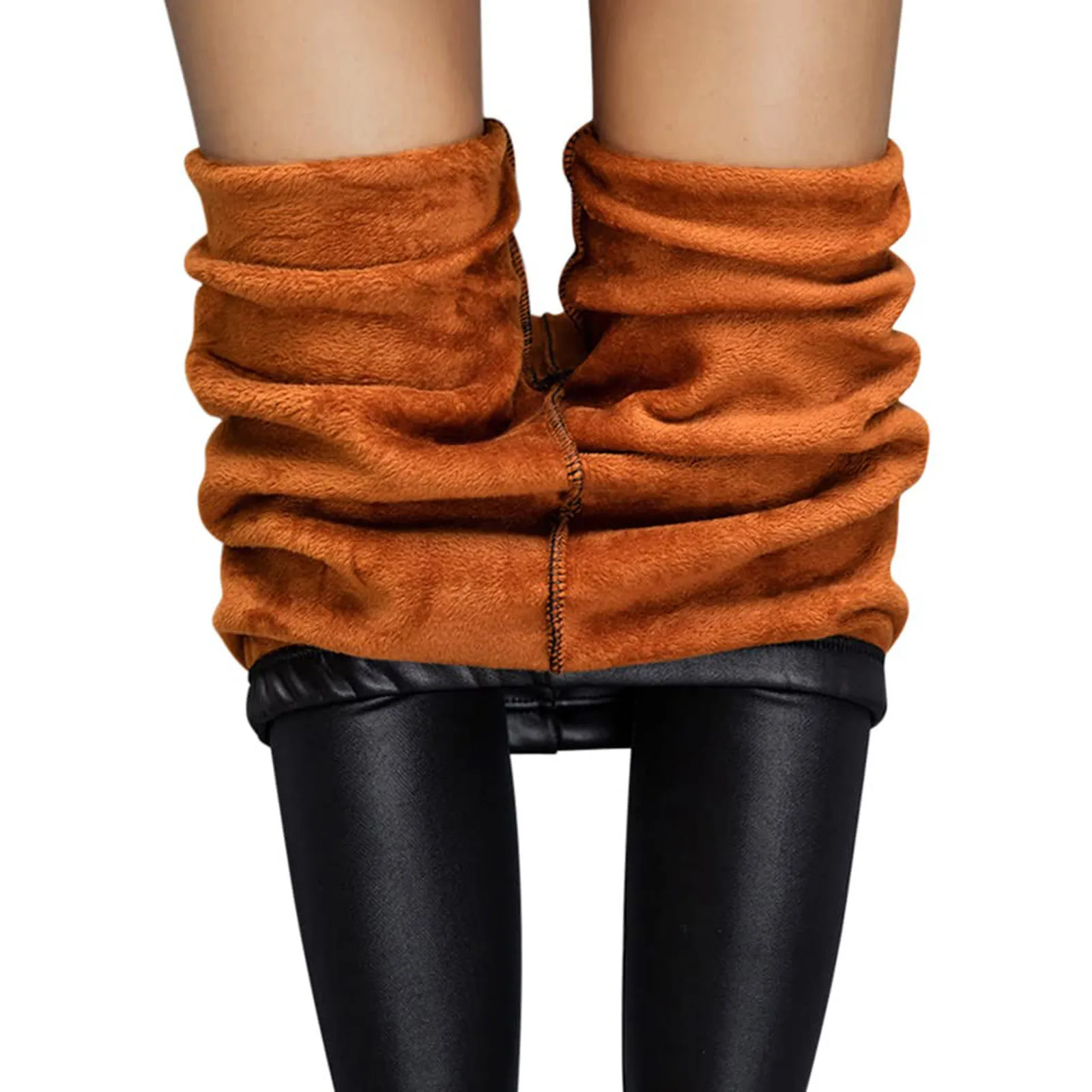 1 Piece Women\'S Oversized Skinny-Looking Winter Tight-Fitting Leather Leggings With Small Feet