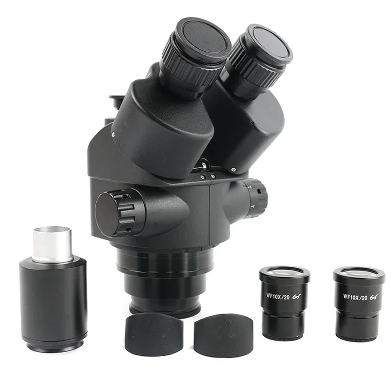 7X - 45X Zoom Industrial Lab Simul-focal Aluminum Alloy Stand Stereo Microscope Trinocular Microscope Set For Phone PCB Repair