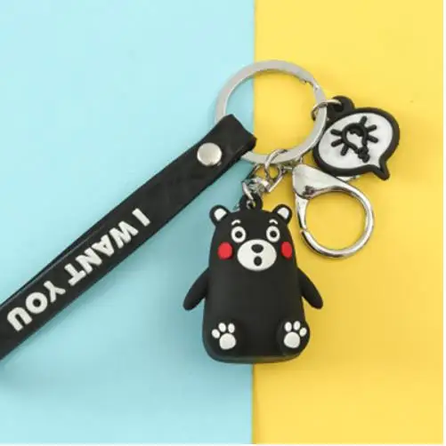 Japanese Anime Cartoon Kumamon Bear Wristband Keychain Key Chain Women Key Ring Chains Car Bag Charm Kids Toys