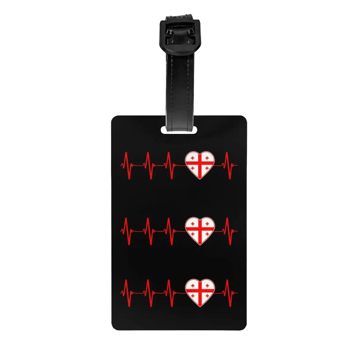 Heartbeat Georgia Flag Luggage Tag for Travel Suitcase Georgian Heart Family Privacy Cover Name ID Card