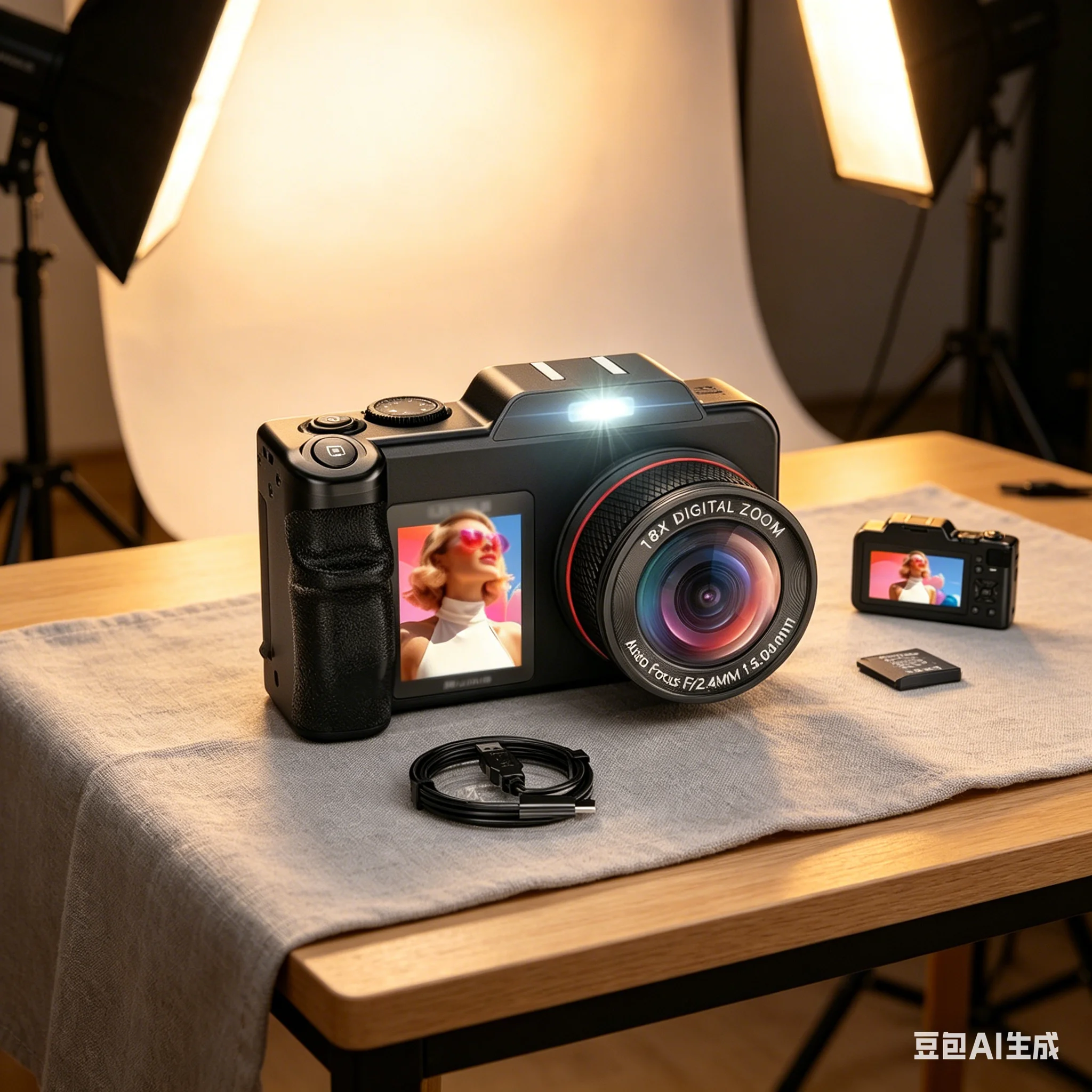 

5K 80MP Digital Camera With 3.5-inch+2-inch Dual Screen 18X Zoom Retro Camera Video Recorder For Vlogging Photography Accessory