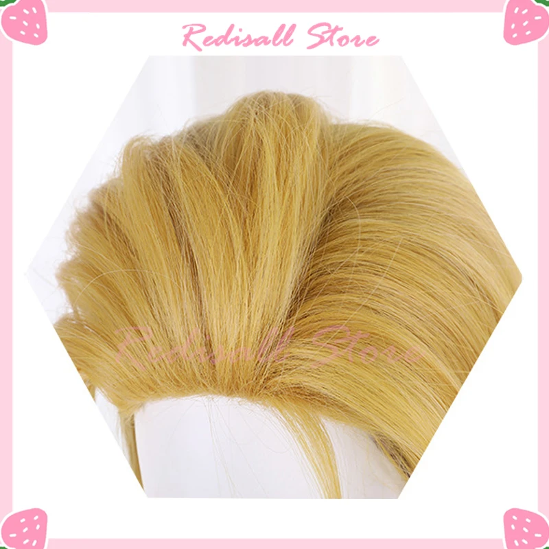 Jigokuraku Tenza Yamada Asaemon Cosplay Wig Golden Short Hair Anime Headwear Free Wig Cap