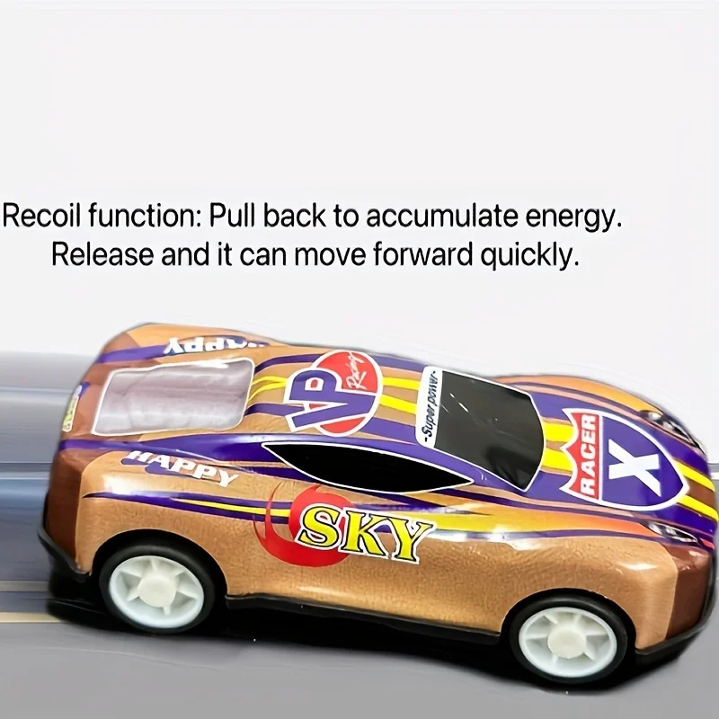 Alloy Pull Back Car Toys, Mini City Cartoon Inertia Racing Car, Model Diecast Vehicle For Boys Girls Birthday Gift