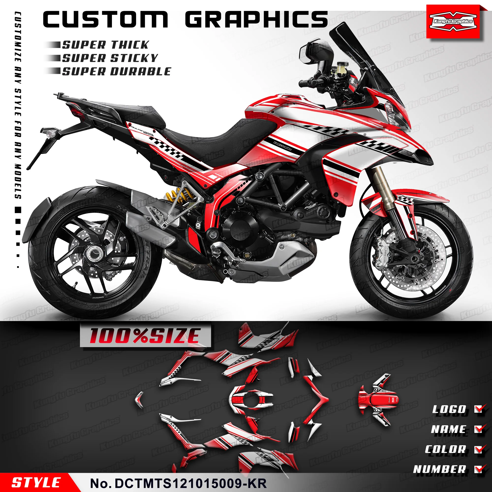 

KUNGFU GRAPHICS Graphics Kit Sticker Sheet for DUCATI Multistrada MTS 1200 MTS1200 2012 2013 2014 2015, DCTMTS121015009-KR