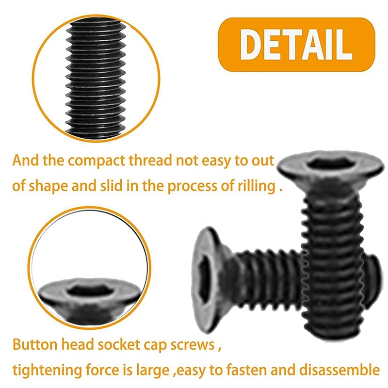 1Set M 4 T-Nut Metric Camming Screw Replacement Sets Compatible With Standard Rail Systems, With Thread Screws