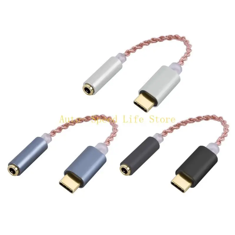 02DA USB C to 3.5mm Aux Adapter Cable Safe Chaing Wire Computer High Efficicency Data Transfer Cable