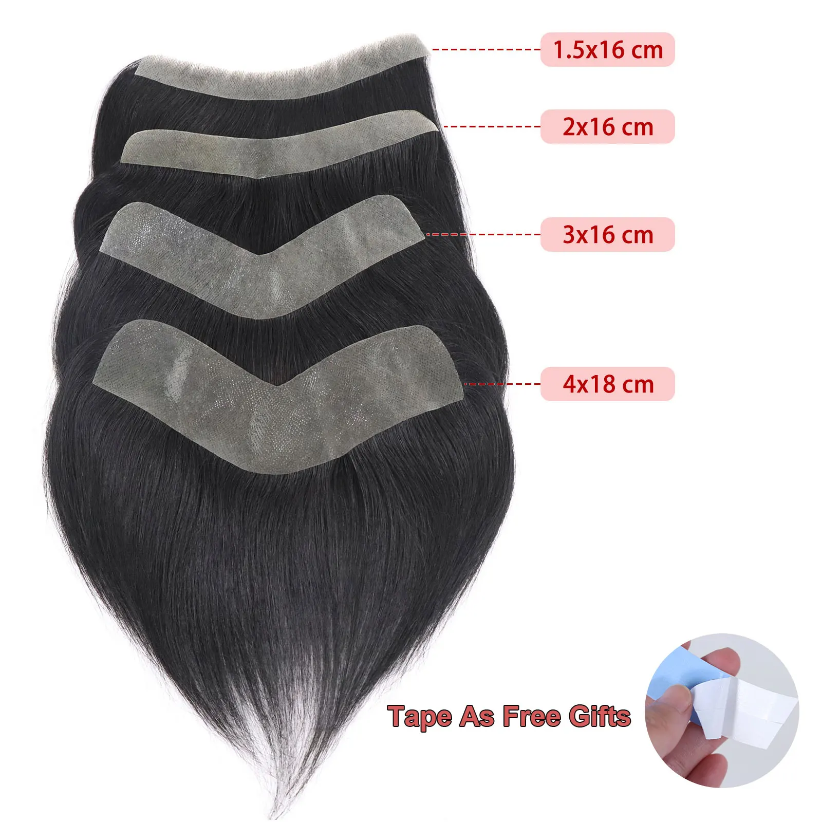 Natural Black Human Hair Toupee Men Forehead Hairpiece Patch V Looped Invisible Seamless Skin Full PU Men's Capillary Prosthesis image 5