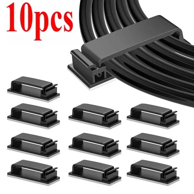 10pcs Self Adhesive USB Cable Organizer For Home Office Cord Management Self Adhesive Cord Holder Desktop Cable Sorting Tools