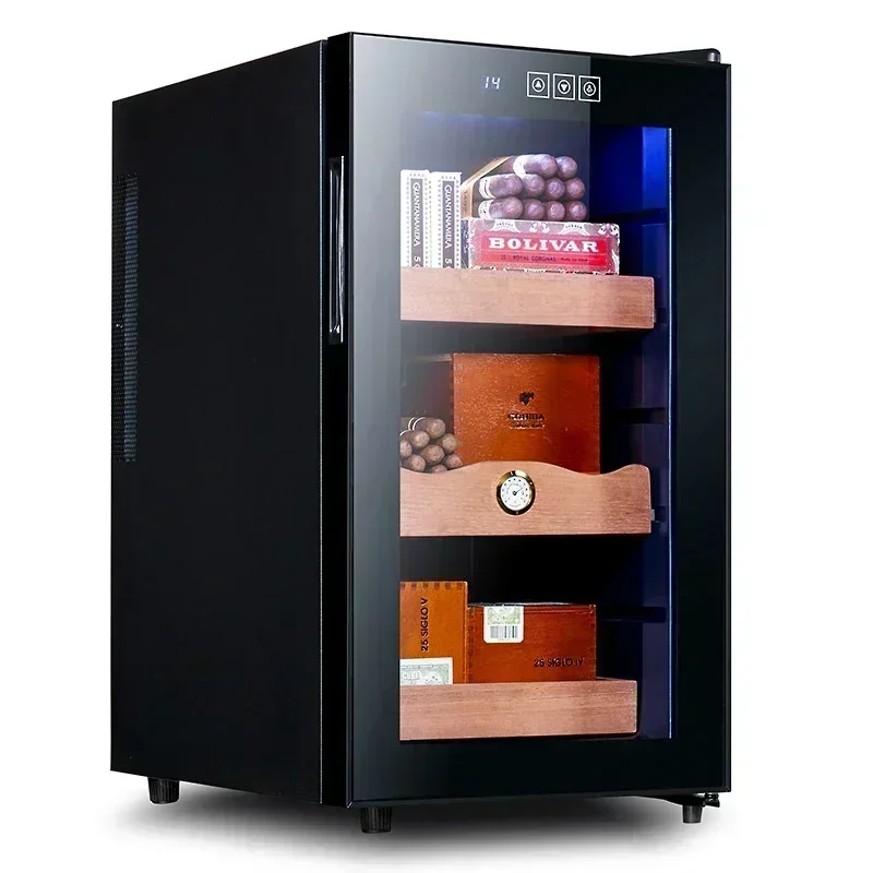 Constant temperature 48L Thermostat Humidity cigar storage cabinet Cedar wood shelf electronic refrigeration