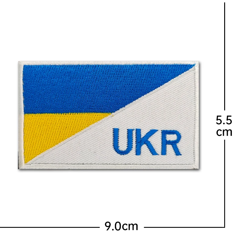 Ukraine Embroidered Patches Trident Gold Hook and Loop Ukrainian National Emblem Shield Shape Badge Tactical Ukr Flag Backpack