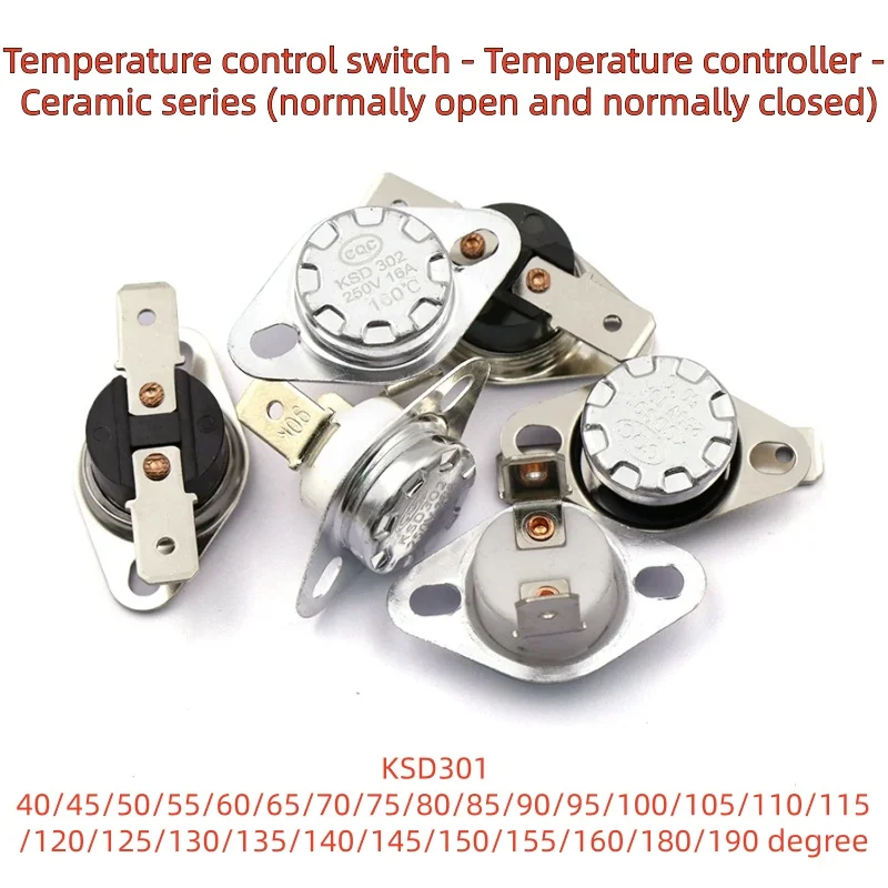 1pcs Bimetal thermostat KSD301 0C~350C Temperature Switch Thermal Control 85C 95C 105C 125C 135C 145C 180C 250C 300C 350C Degree