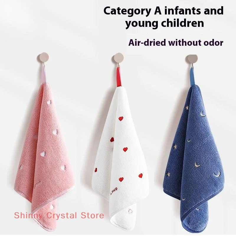 30x30cm Cartoon Small Embroidery Pure Cotton Household Soft Non-linting Bathroom Adult Face Hand Towel