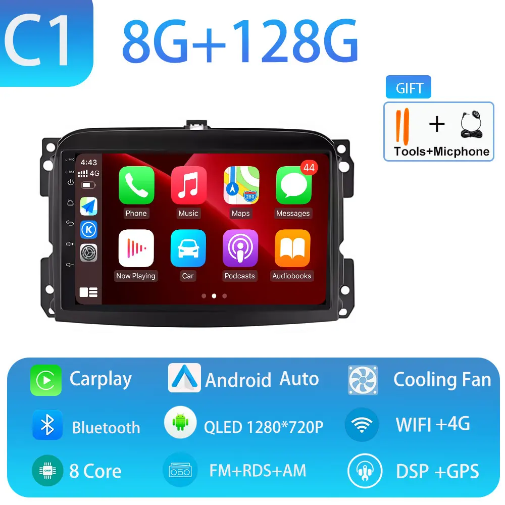 Android 15 voor Fiat 500L 2012-2018 Draadloze Carplay Stereo Scherm Autoradio GPS Navigatie Multimedia Speler 4G WIFI Head Unit