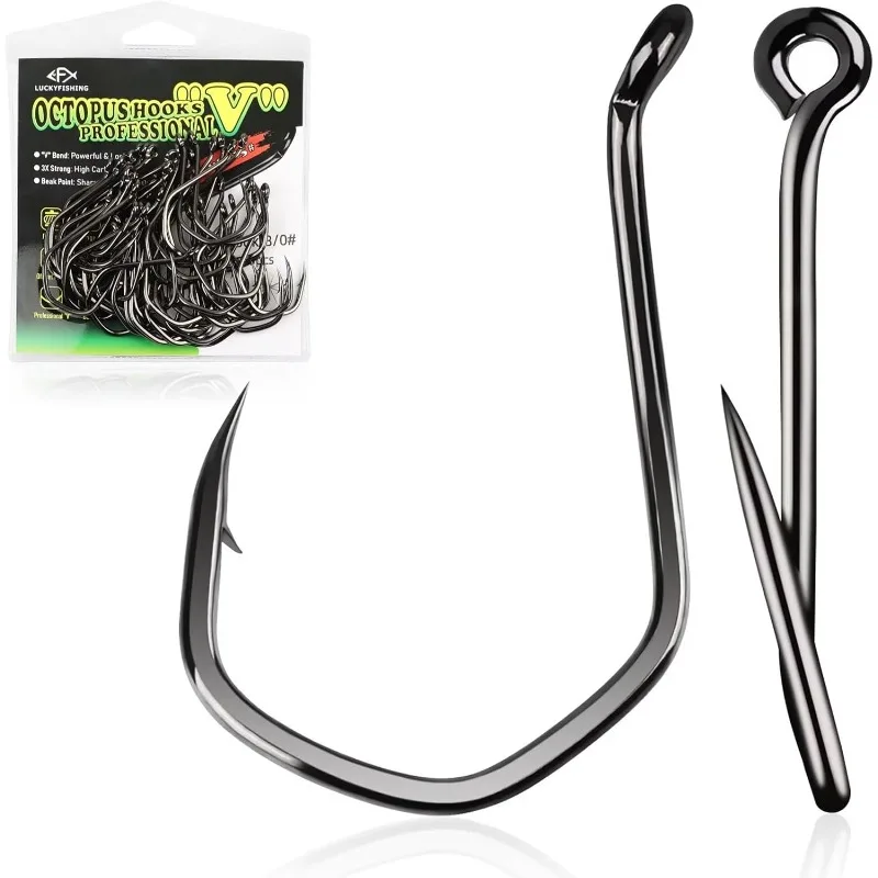 

Octopus Hooks Fishing Hooks for Saltwater Freshwater Offset Catfish Hooks for Bass Trout Redfish Fishing Hook Size 1 2 4 6 1/0-8
