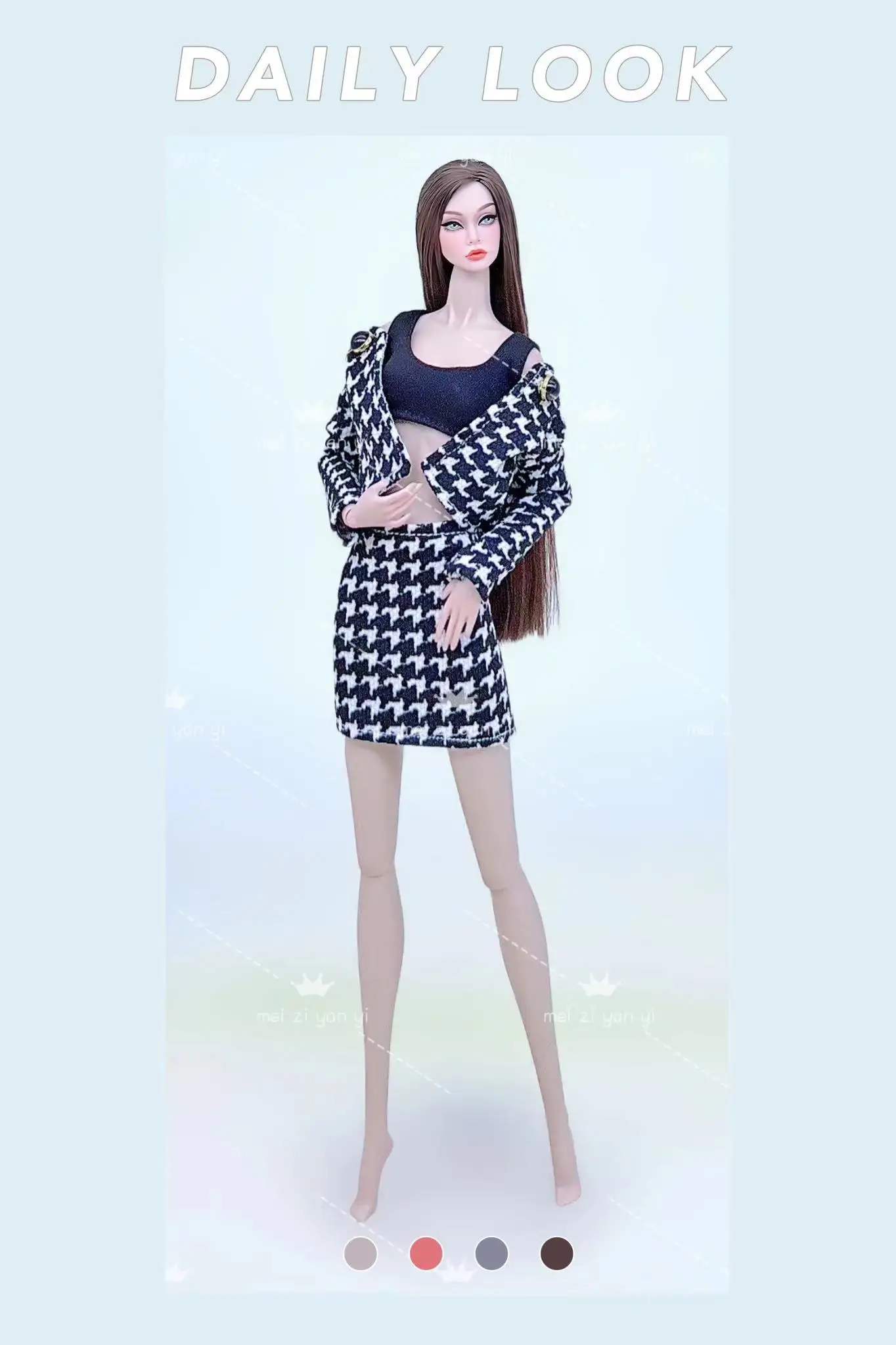 for barbie clothes doll overalls clothing and accessories outfits for 30cm dress black doll uniform princess dress settoy