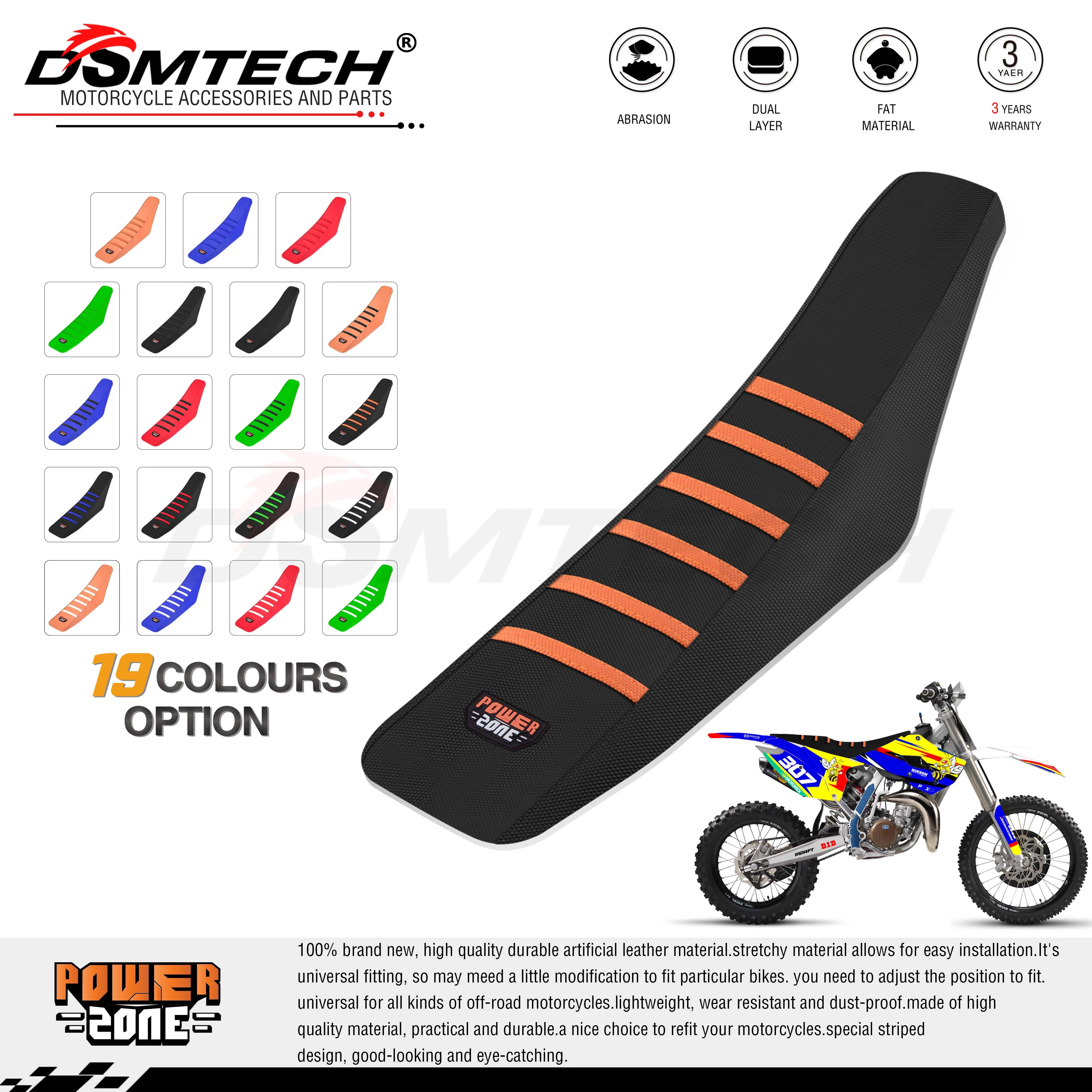 DSMTECH 6 Rib Gripper Seat Cover Waterproof  Set Protection Anti-Slip Thickened For SXF EXC KXF KLX CRF CR YZF YZ WR WRF TC TE