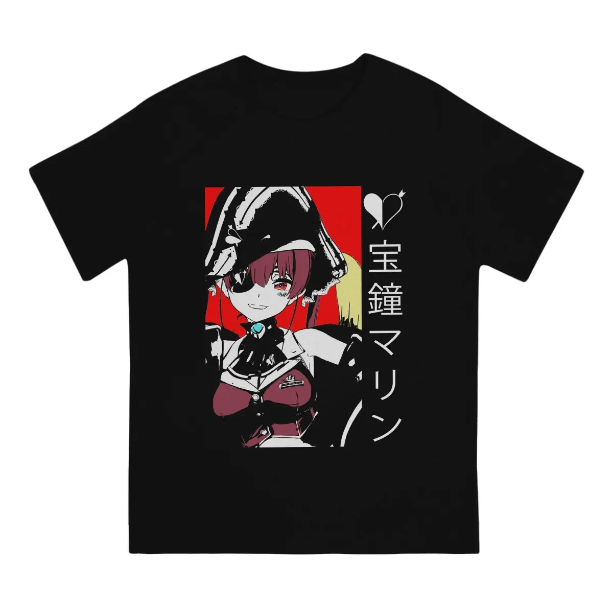 Hololive VTuber Polyester TShirt for Men Hoshou Marine Senchou Basic Casual Sweatshirts T Shirt Novelty Trendy