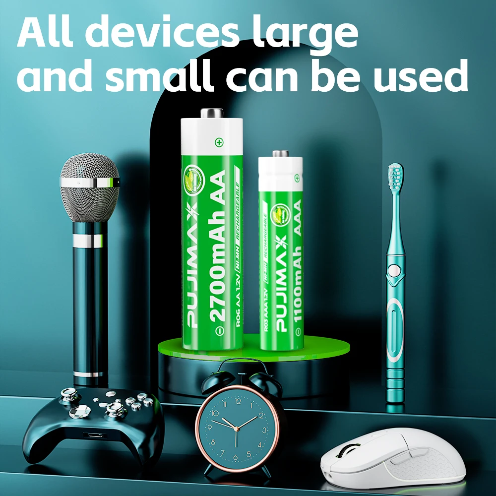 Akumulator PUJIMAX 1.2V NI-MH AA 2700mAh AAA 1100mAh do komputera, zegara, radia, konsoli do gier, aparatu cyfrowego AA — zdjęcie produktu 6