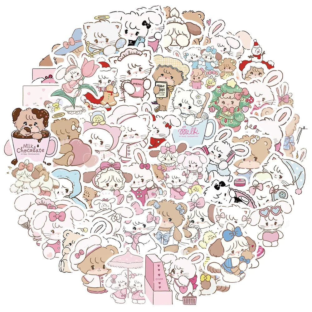 60pcs Cartoon Anime Mikko Children's Graffiti Stickers Refrigerator Helmet Motorbike Mug Decorative Stickers Children's Toys