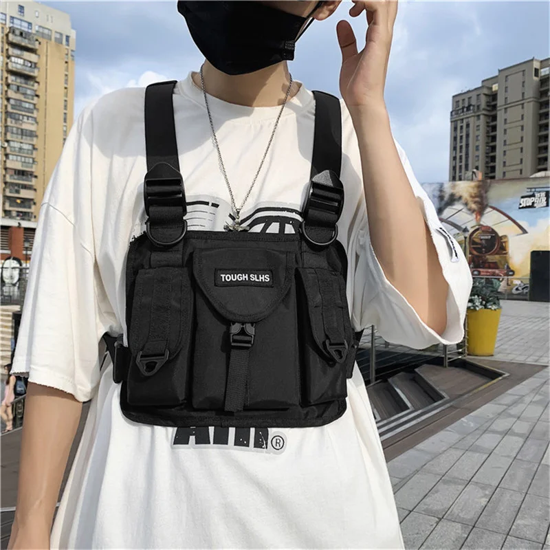 Trendy Hong Kong Style Vest Bag Multi-functional Ins Hip-hop Chest Tooling Motorcycle Riding Street Shoulders