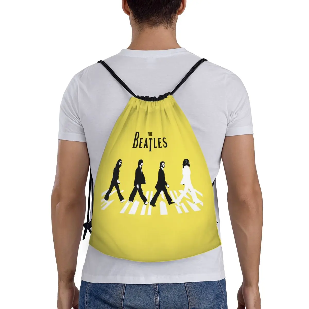 

The Beatle Walking Road Merch Crew Backpacks Casual Portable Drawstring Bags Shoes Bag Book Bags For Travel Students