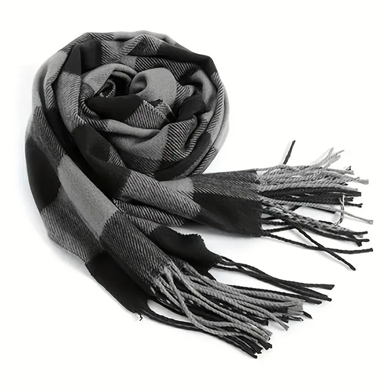 Women Winter Unisex Tassel Lattice Imitation Cashmere Scarves Autumn Long Couple Thinker Warm Female Shawl Hot Sale Men