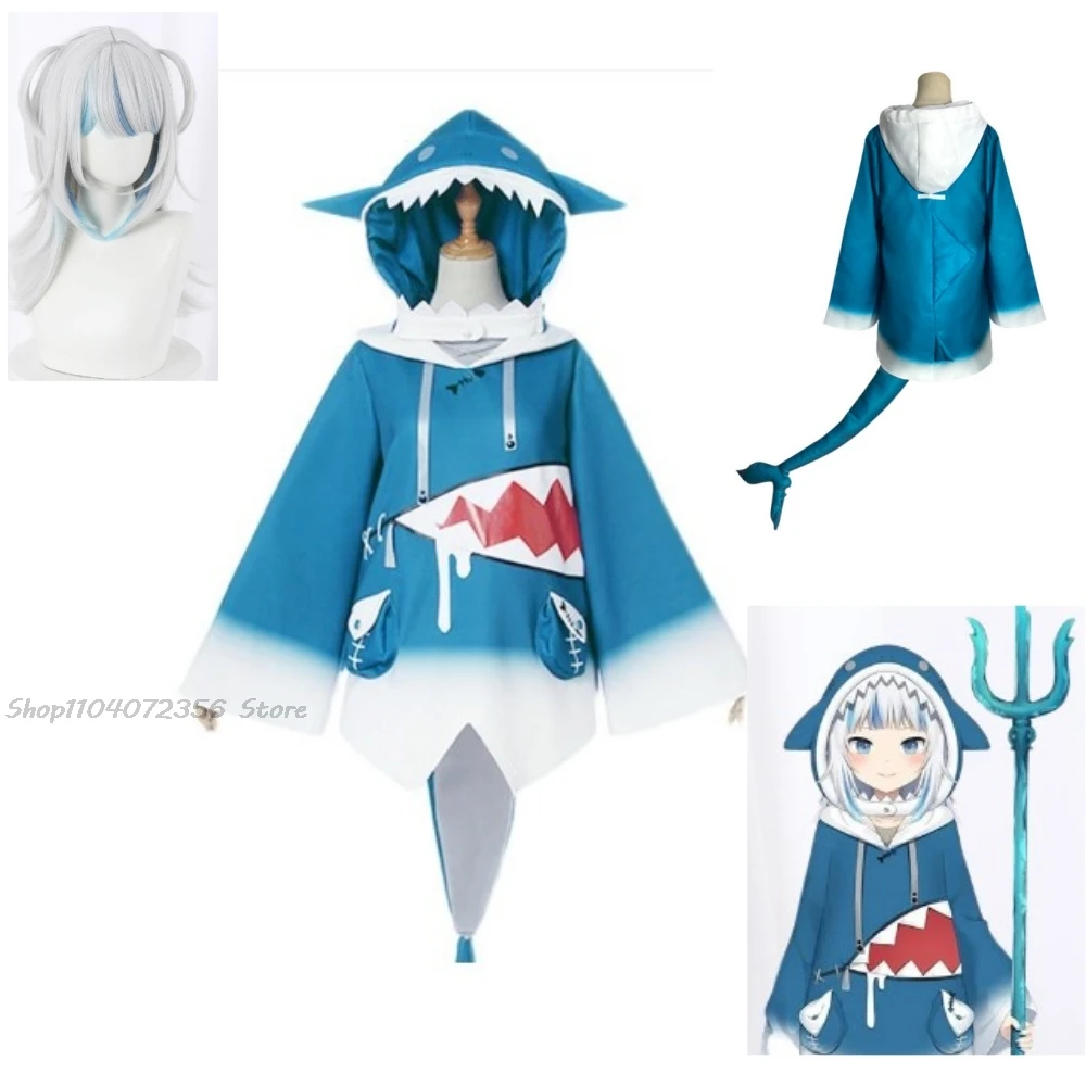 Gawr Gura Cosplay Costume Anime Hololive ENG Shark Costume Tail For Women Halloween Youtuber Cosplay Full Set