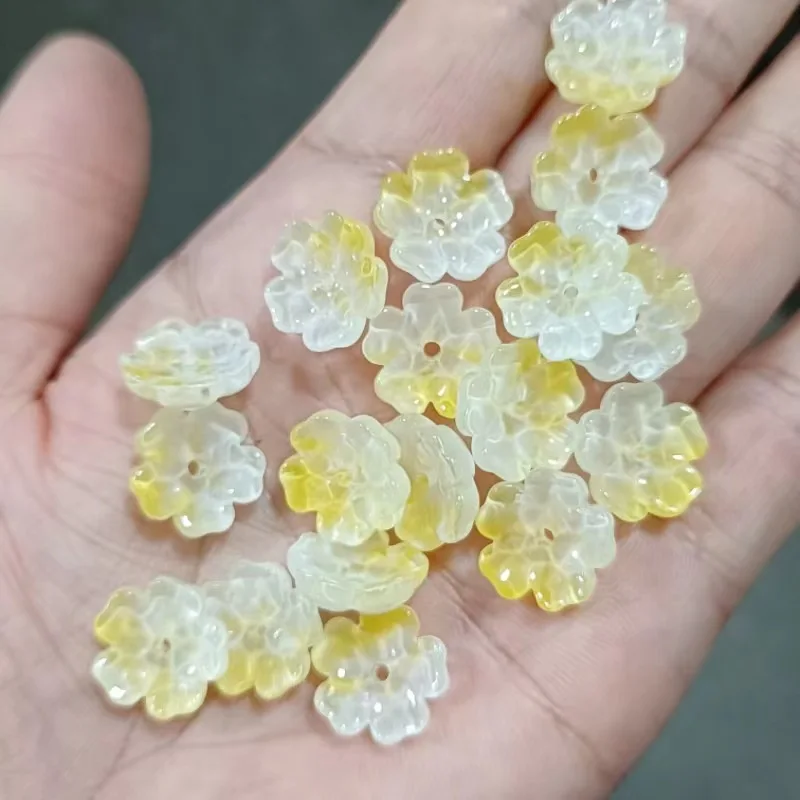 20Pcs 14mm Flower Czech Crystal Lampwork Glass Beads Colorful Glaze Spacer Bead for Jewelry Making DIY Necklace Earring Bracelet