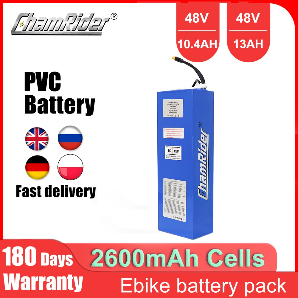 Chamrider 48 V Akku 10 Ah PVC-Akku BMS-Akku 30 A 18650 Lithium-Akku Elektrofahrrad Elektroroller