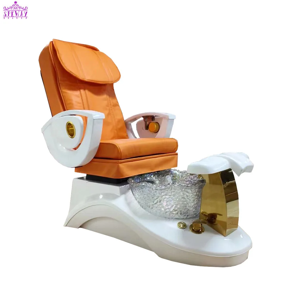 Pedicure Chair,Direct Deal Electric Remote Control Luxury Pedicure Spa Massage Chair For Nail Salon Black And Gold With Basin