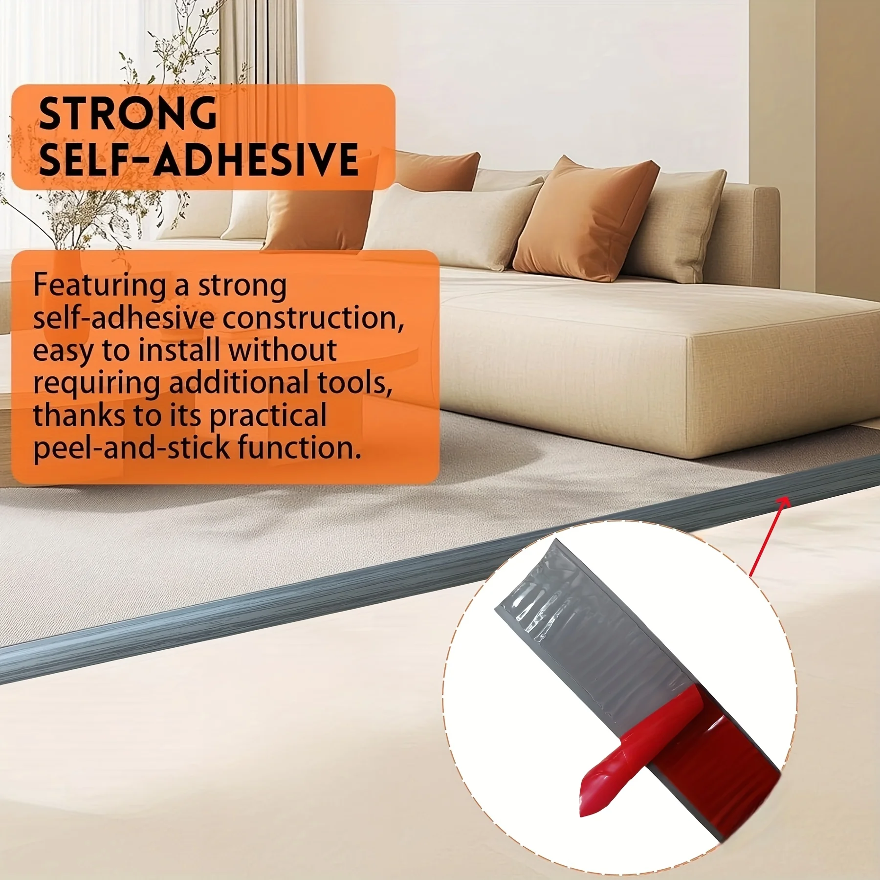 1pc Carpet To Tile or Floor Transition Strip Carpet Edging Self Adhesive Cuttable Carpet Edge Trim Strip view 3