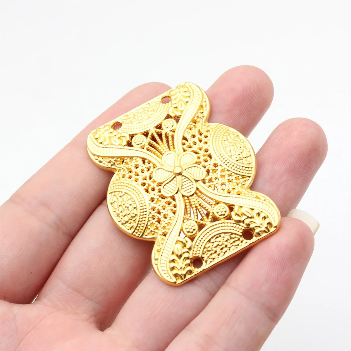 10pcs 44x36mm Gold Color 4-Hole Body Chain Waist Chain Forehead Chain Connector Zinc Alloy Jewelry Making Accessories
