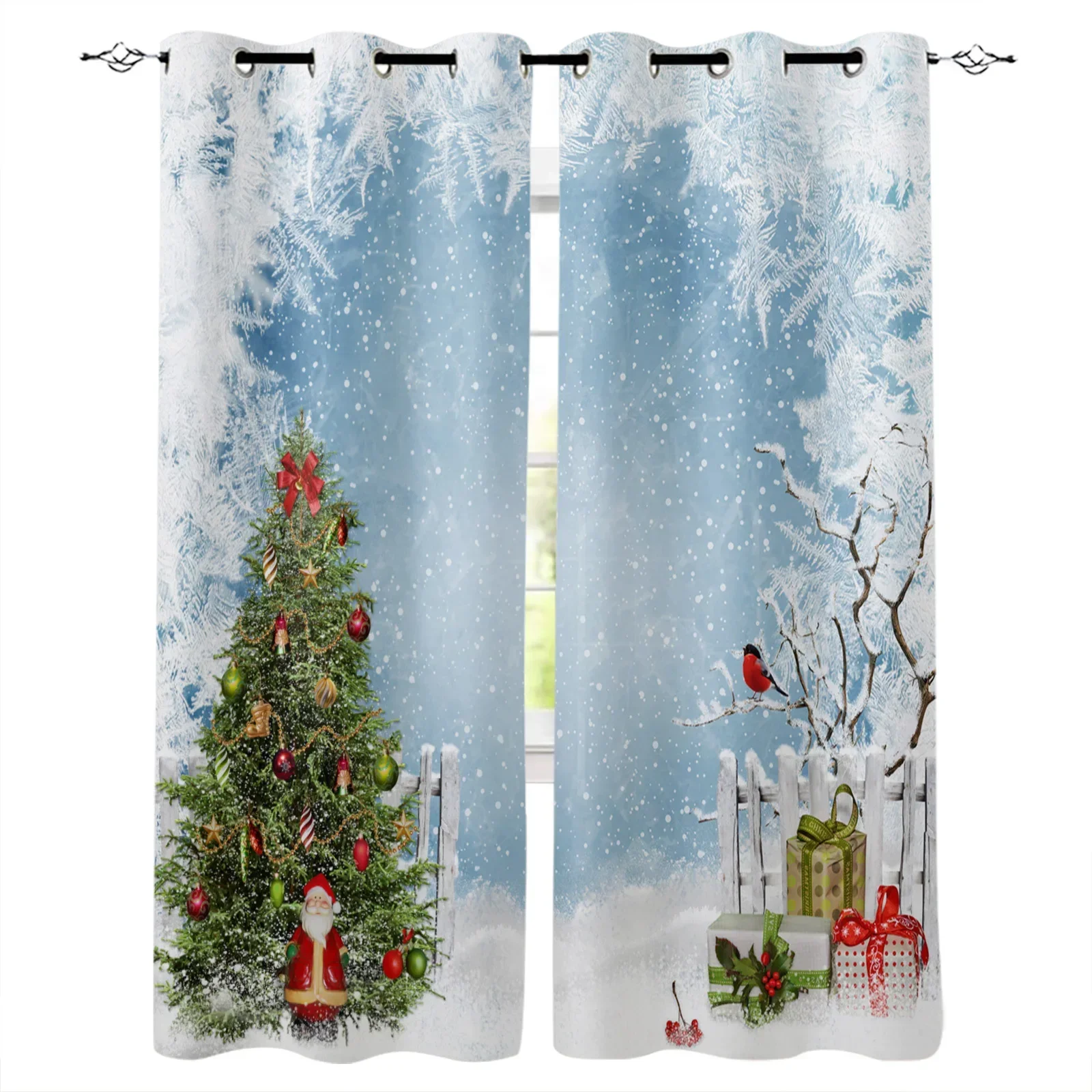 

Santa Claus Christmas Blackout Curtains Bedroom Living Room Kitchen Drapes Window Treatments Xmas Navidad Natal Home Decoration