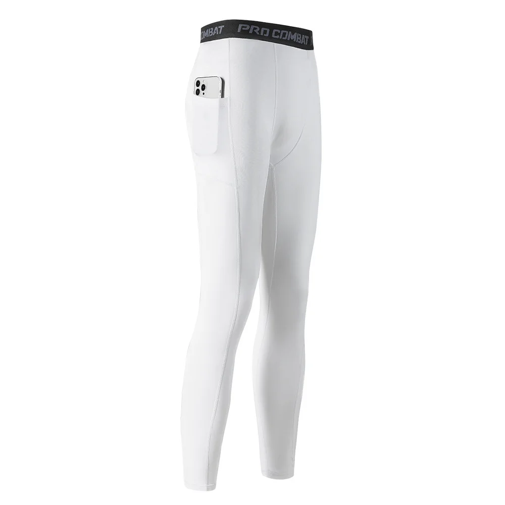 Men's side pocket compression shorts, breathable quick drying sports leggings, running gym workout pants, under training pants