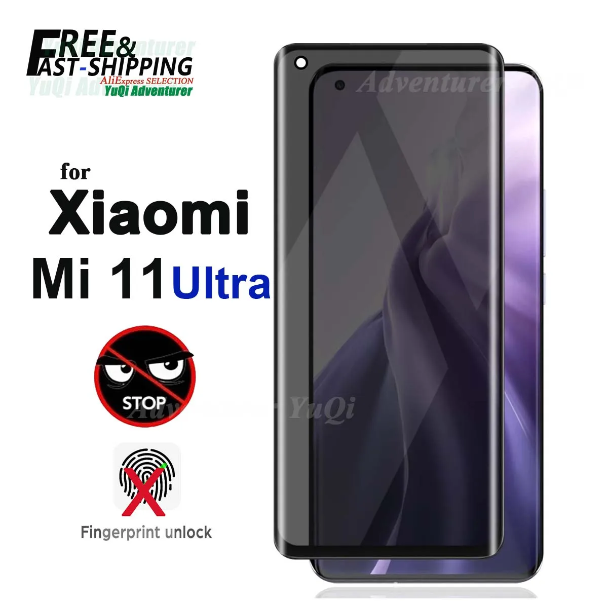 

3D Anti Spy Screen Protector For Xiaomi Mi 11 Ultra Curve Privacy Tempered Glass Peep 9H High Aluminum Crystal