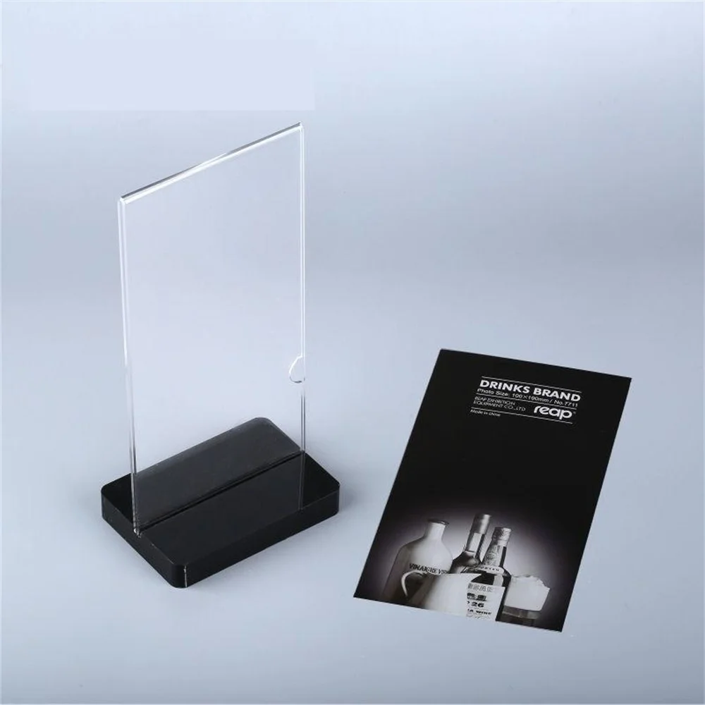 Crystal Acrylic T-shape Desk Sign Holder Card Display Stand Table Menu Service Label Drink Brand Conference Meeting