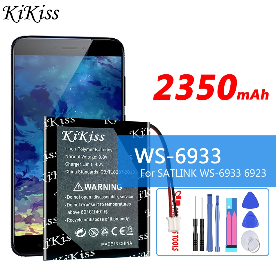 

Мощный аккумулятор KiKiss WS6933 WS, 6933, 2350 мАч, для цифрового спутникового искателя SATLINK TV, фотометра, фотовспышки 6923, батареи S2