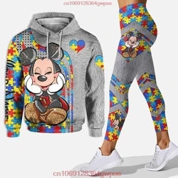 Free custom name Mickey Mouse Hoodie and Leggings Suit women's Diseny Minnie Hoodie Yoga Pants Sweatpants Fashion Tracksuit set