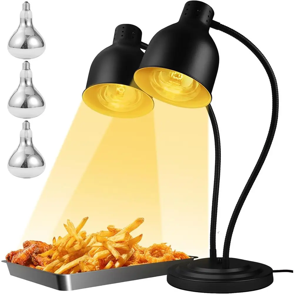 

ood Heat Lamp, Heating Lamp with lexible Arm, 250W Bulb x 3-5000 Hours Rated, Commercial ood Warmers or Buet, Parties, ast ood,