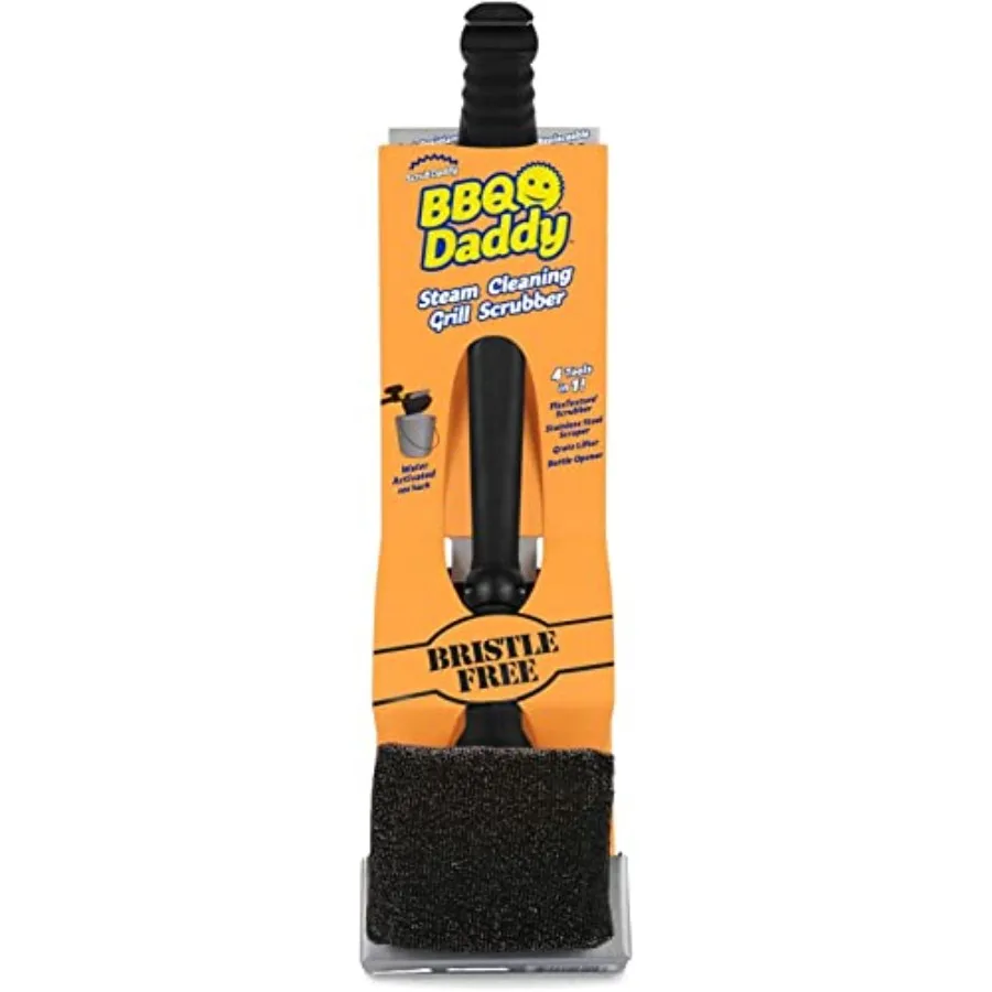 BBQ Daddy Grill Brush for Outdoor Grill - Bristle Free Grill Brush with Steel Grill Scraper + Scrub Brush - Temperature Control